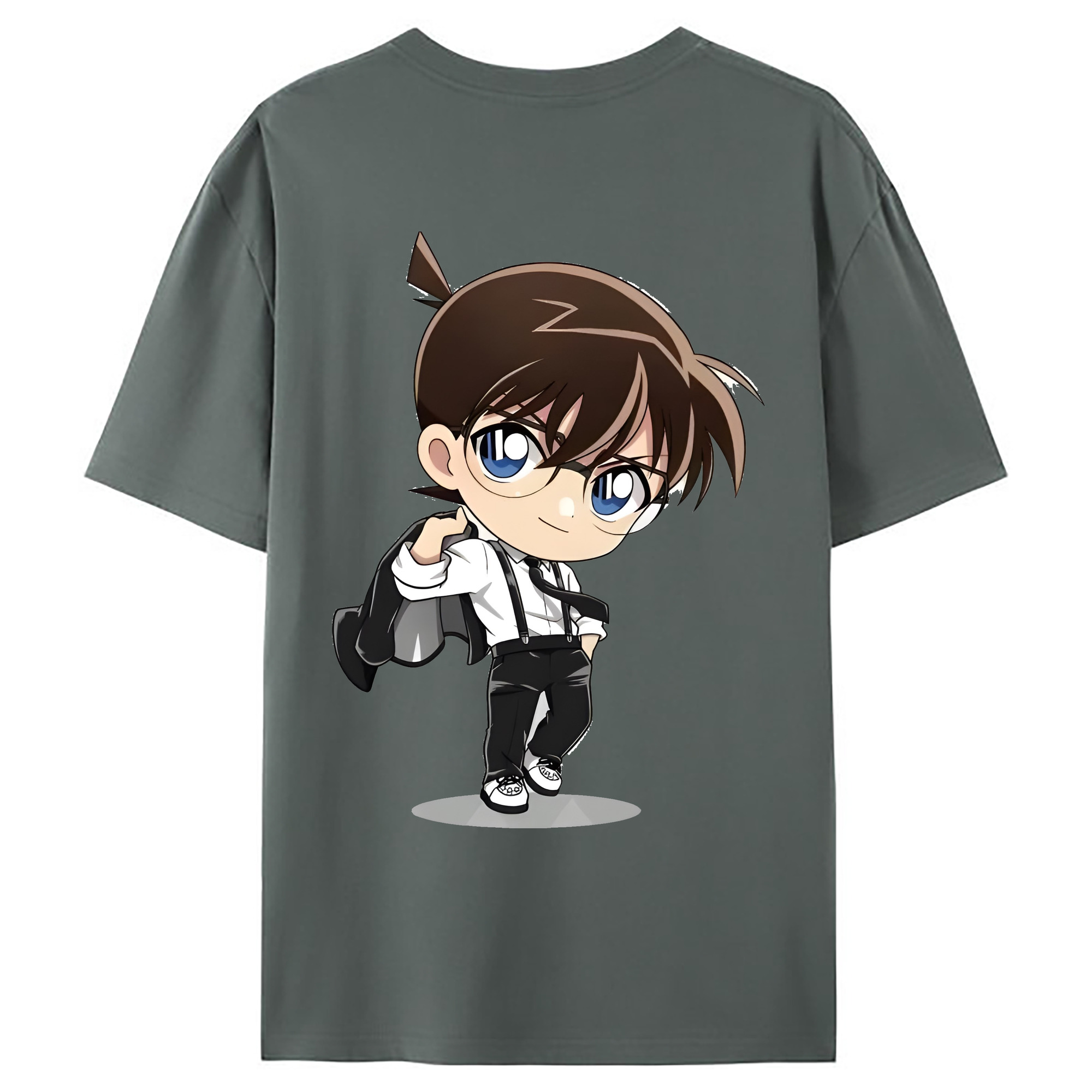 （画像用） 名探偵コナン 江戸川 コナン Detective Conan Conan Edogawa 綿100％ メンズ半袖Tシャツ（バックプリント） 通気性